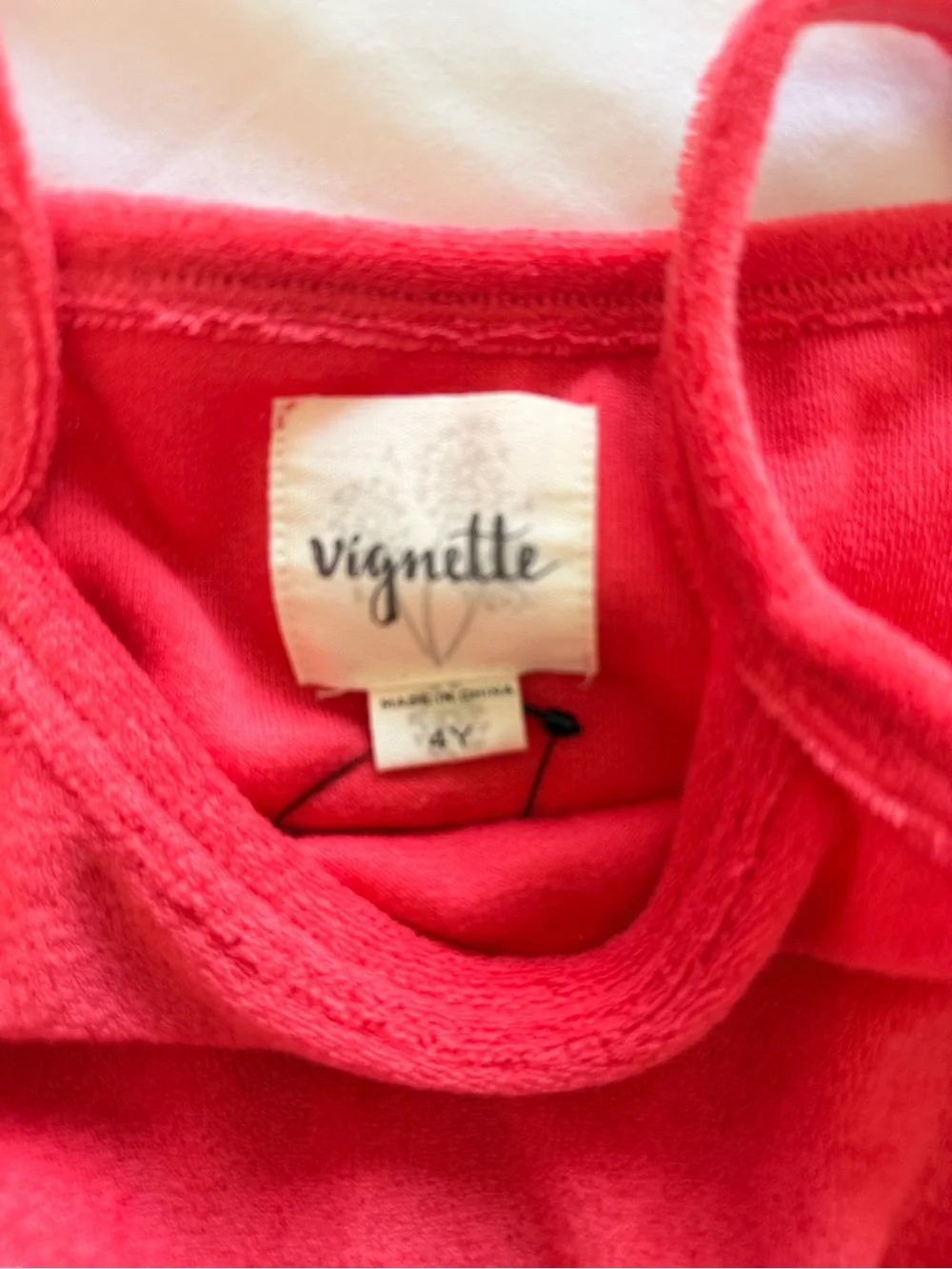 New With Tags: Girls Terry Romper in Bright Red. Size: 4T